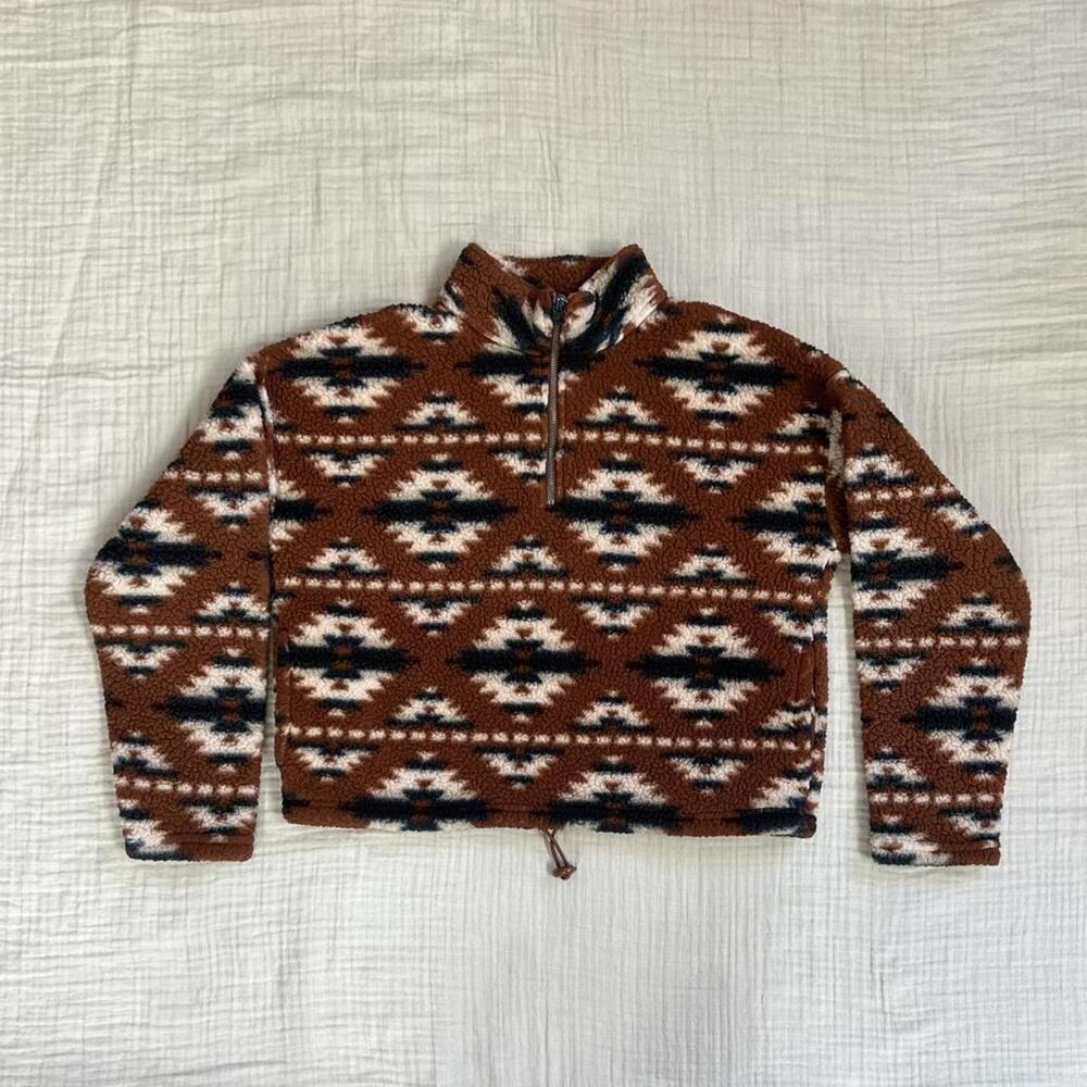 American Eagle Southwest crop fleece quarter-zip pullover